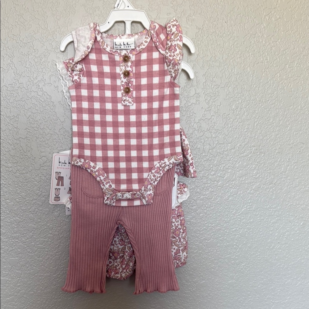 Pink Floral Baby Outfit Set